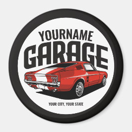 Personlig Muscle Car 1967 Red Fastback Garage Magnet
