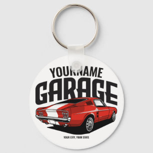 Personlig Muscle Car 1967 Red Fastback Garage Nyckelring