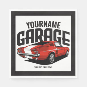 Personlig Muscle Car 1967 Red Fastback Garage Pappersservett