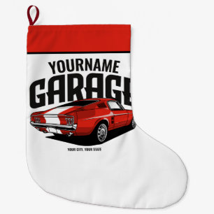 Personlig Muscle Car 1967 Red Fastback Garage Stor Julstrumpa