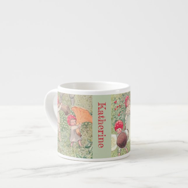 Personlig Mushroom Fairytale Elsa Beskow Mugg Espressomugg (Framsida vänster)