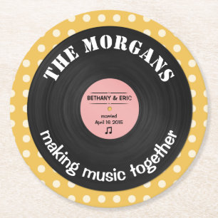 Personlig Music Album Retro Design Underlägg Papper Rund