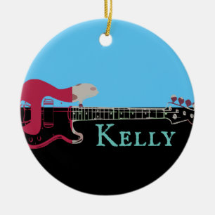 Personlig Music Electric Bass Guitar Ceramic O Julgransprydnad Keramik