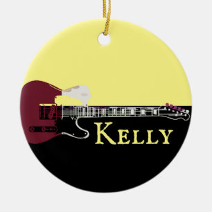 Personlig Music Electric Bass Guitar Ceramic O Julgransprydnad Keramik
