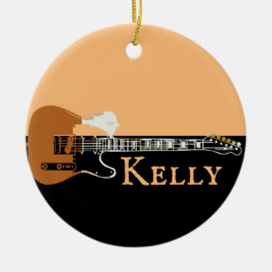 Personlig Music Electric Bass Guitar Julgransprydnad Keramik