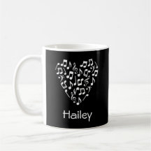 Personlig Music Heart Mugg (svart) kaffe Mugg