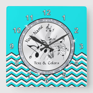 Personlig Music Note Gifts, Music Note Clock Fyrkantig Klocka