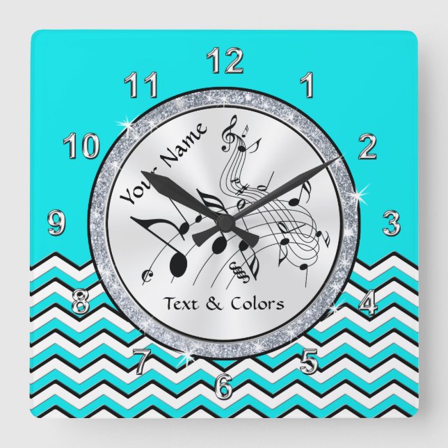 Personlig Music Note Gifts, Music Note Clock Fyrkantig Klocka (Framsida)