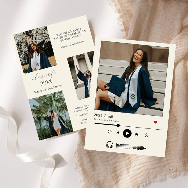 Personlig Music Player Class of 2025 studenten Inbjudningar (Skapare uppladdad)