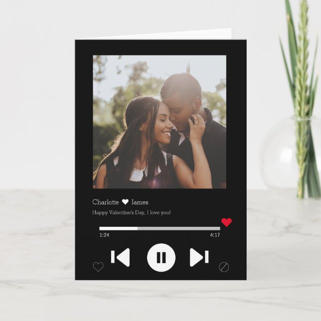 Personlig Music Player Valentiness Photo Kort (Framsida)