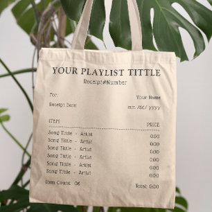 Personlig Music Playlist list - Sång Receipt Tygkasse