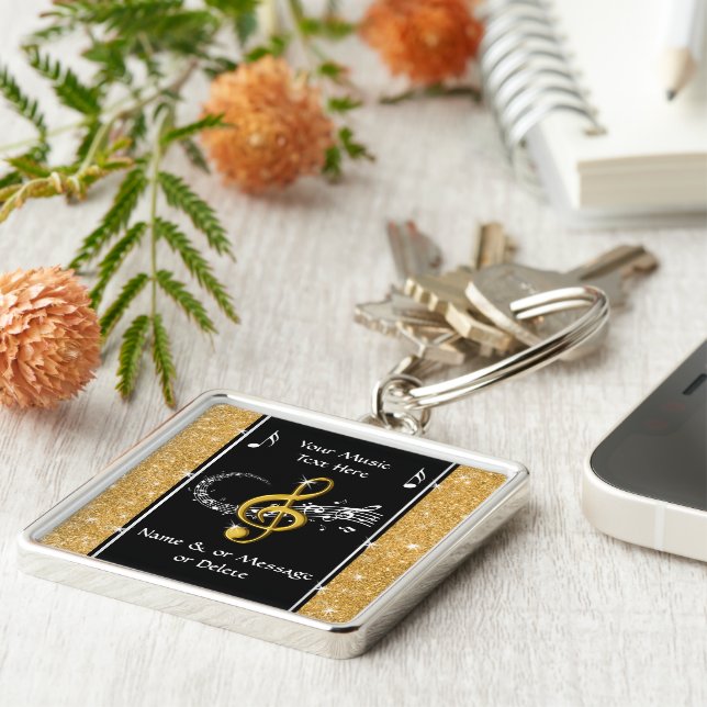 Personlig Music Related Gifts for Her, Music Fyrkantig Silverfärgad Nyckelring (Sidan)