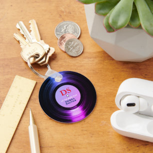 Personlig Music Vinyl Record Lila Nyckelring