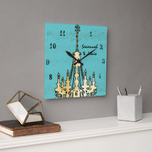 Personlig Musical Note Chandelier valfri Färg Fyrkantig Klocka