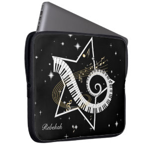 Personlig Musical Star guldanteckningar Laptop Sleeve
