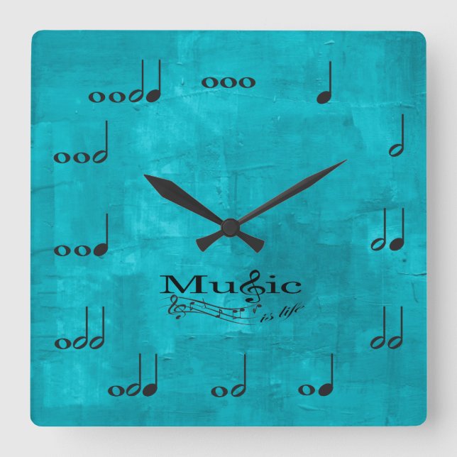 Personlig Musik noter - Music is Life Fyrkantig Klocka (Framsida)