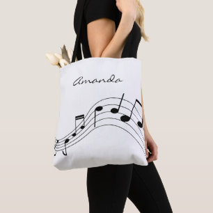 Personlig musik noter på en vit chic tygkasse