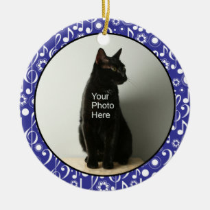 Personlig Musik noter Photo Ornament - Blue