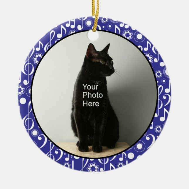 Personlig Musik noter Photo Ornament - Blue (Framsidan)