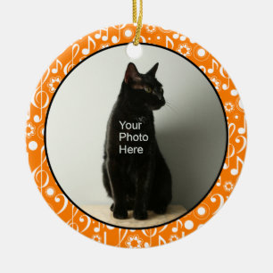 Personlig Musik noter Photo Ornament - Orange