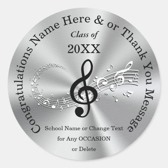 Personlig Musik noter Stickers for Studenten Runt Klistermärke (Framsida)