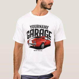 Personlig muskelbil 1967 Röd Fastback Garage T Shirt