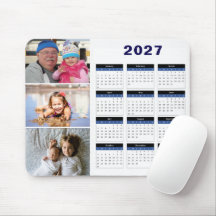 Personlig musmatta med 3 bilder och kalender för 2