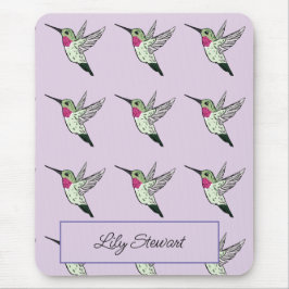 Personlig Musmatta Med Kolibri Och Lavendel