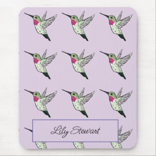 Personlig Musmatta Med Kolibri Och Lavendel