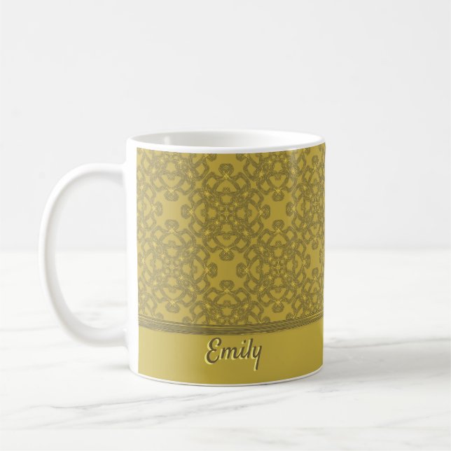 Personlig Mustard Gult Mönster Kaffemugg (Vänster)