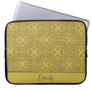 Personlig Mustard Gult Mönster Laptop Fodral