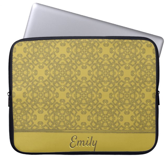 Personlig Mustard Gult Mönster Laptop Fodral (Framsidan)