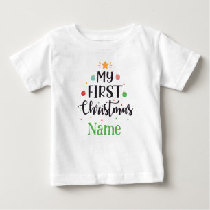 Personlig My First Christmas Söt Bebis Bodysuit T Shirt