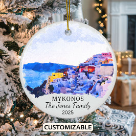 Personlig Mykonos Ornament, Grekland Julgransprydnad Keramik