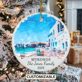Personlig Mykonos Ornament, Grekland Julgransprydnad Keramik