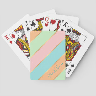 Personlig myntfärgad grön akblå rosa guld randig casinokort