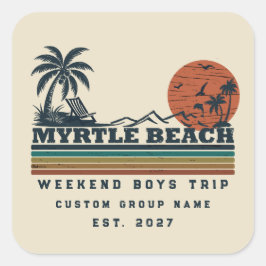 Personlig Myrtle Beach-helg Sängvätningsparty Fyrkantigt Klistermärke