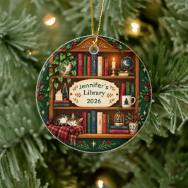 Personlig Mysig Bokhylla Bibliotek Jul Julgransprydnad Keramik