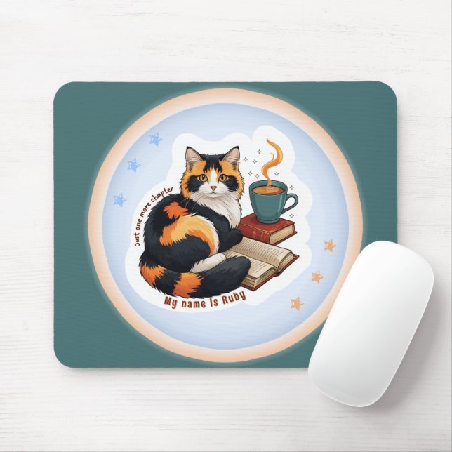 Personlig Mysig Calico Katt Teal Musmattor (Med mus)