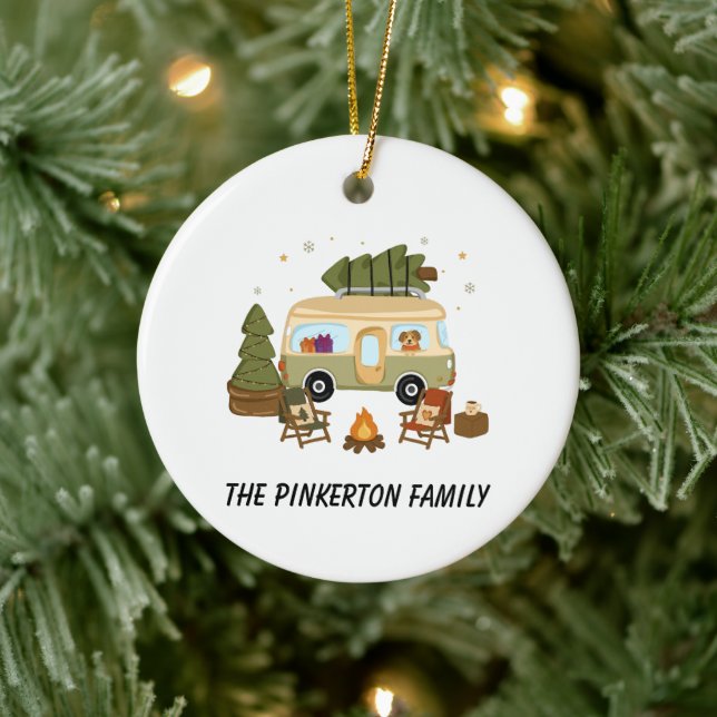Personlig Mysig Jul-Camper Julgransprydnad Keramik (Träd)