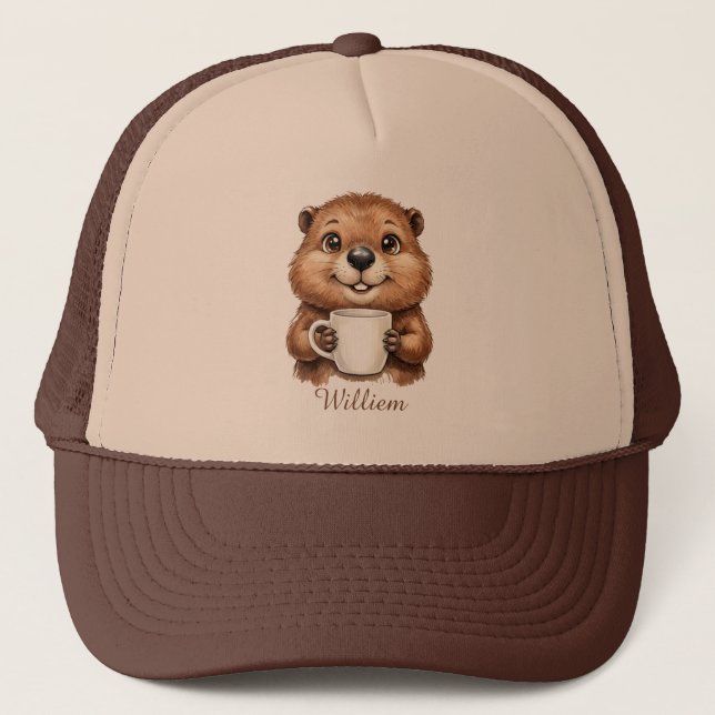 Personlig Mysig Kaffe Bäver Skogs Morgon Keps (Framsida)