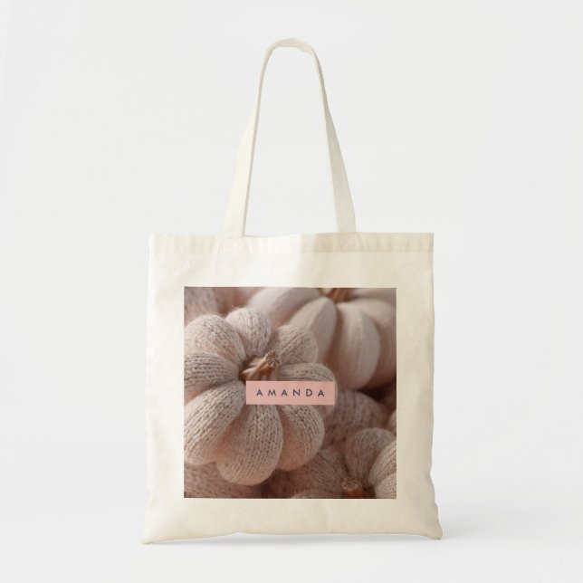 Personlig Mysiga Sticka Pumpkin Aesthetic Tygkasse (Framsidan)