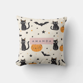 Personlig Mysigt Fall Halloween Black Cat Pumpkin Kudde