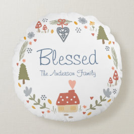 Personlig: Mysigt Land Cottage Hygge Rund Kudde