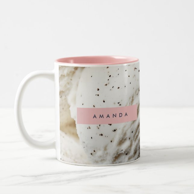 Personlig Mysigt Vanilla Bean Ice Cream Aesthetic Två-Tonad Mugg (Vänster)