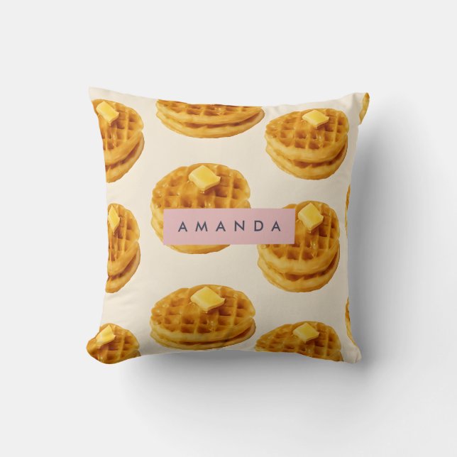 Personlig Mysigt Waffle Breakfast Mönster Kudde (Framsida)