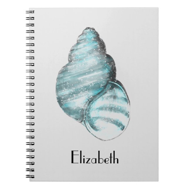 Personlig Mystic Blue Seashell Anteckningsbok (Framsidan)