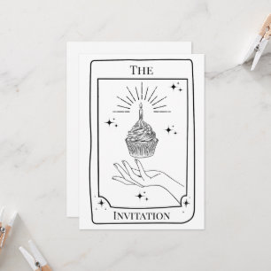Personlig Mystical Black White Tarot Card Inbjudningar
