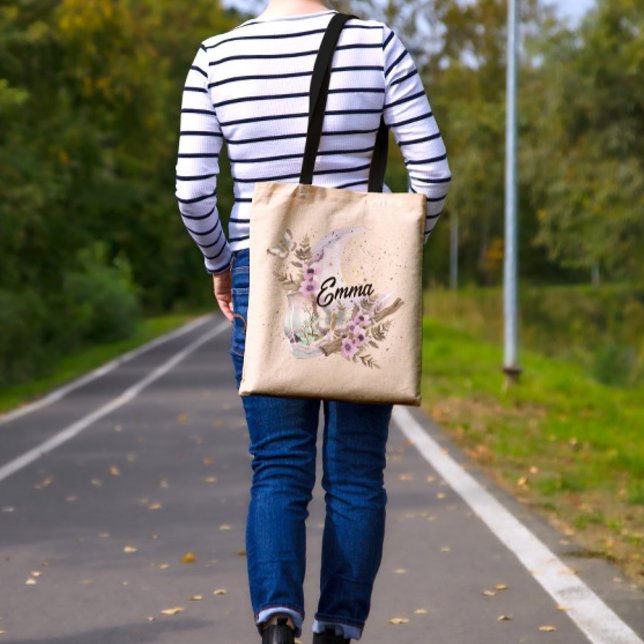 Personlig Mystical Boho Lavender Anemone Måne Tygkasse (Skapare uppladdad)