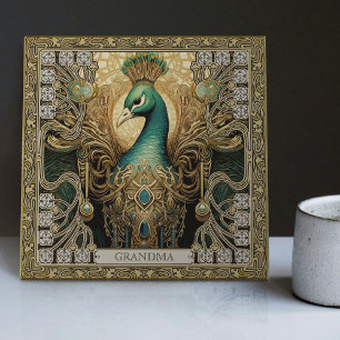 Personlig Mystical Peacock Jeweled Splendor Kakelplatta